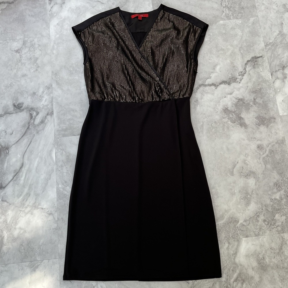 Narciso Rodriguez For Design Nation Women's Black V-Neck Sequin Dress Size Small